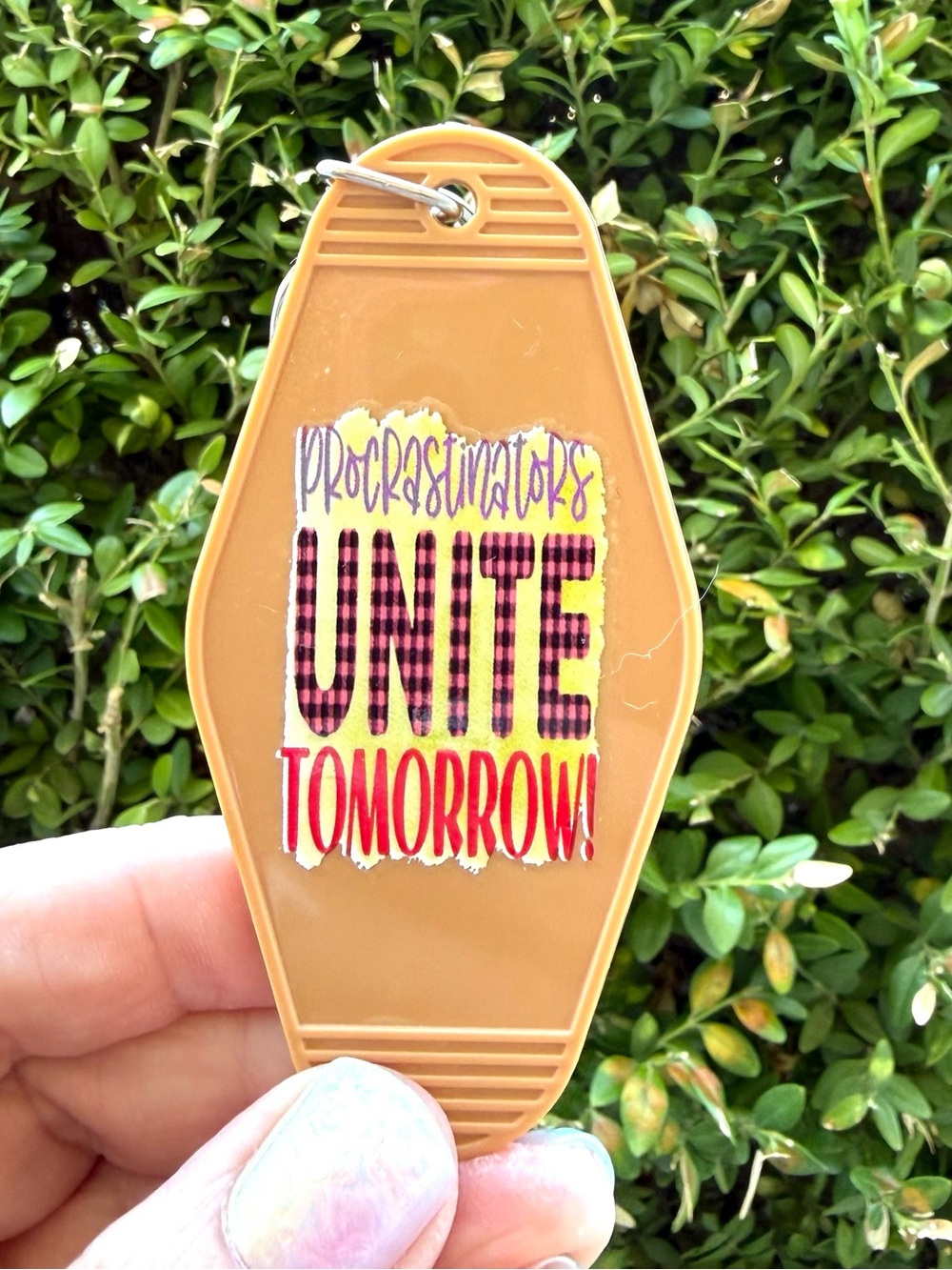 Vintage style motel key 3.5” keychain funny humorous gift idea